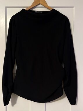 Zara Black Long-Sleeve Boatneck Top